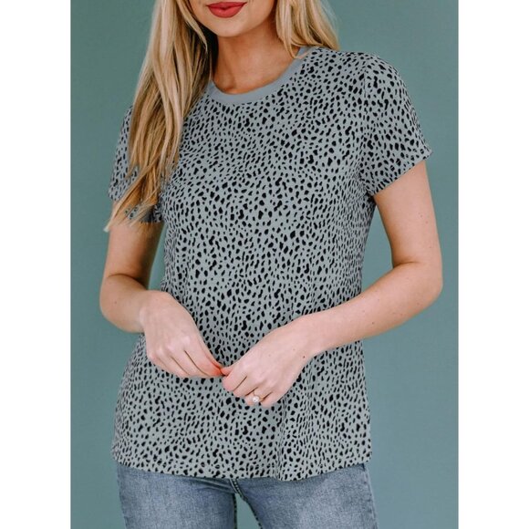 Womens Casual Polka Dot Tops Crewneck Short Sleeve T Shirts Fashion Loose Fit - Picture 3 of 6